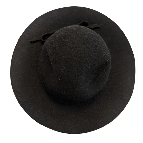 FEDORA Hat Black Wool Vintage Felted Bohemian Round Dome - Picture 3 of 9